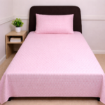 Light Pink Printed Single Bed Sheet Set - Image 2