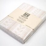 Beige Leaf Stripe Printed Bedsheet Set