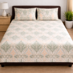 Mint & Peach Heritage Print Double Bedsheet Set - Image 3