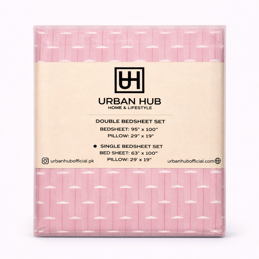 781E0F83-7D5F-4B70-80BF-5BBC5EEA3838 Light Pink Printed Single Bed Sheet Set - Image 1