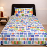 Multicolor Abstract Printed Single Bedsheet Set - Image 2