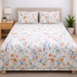 Off White Multicolor Floral Double Bedsheet Set - Image 2