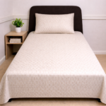 Soft Cream Textured Double Bed Sheet - Image 2