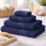 Navy Blue Premium Cotton Bath Towel
