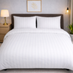 Double bed lining (striped) bedsheet White - Image 2
