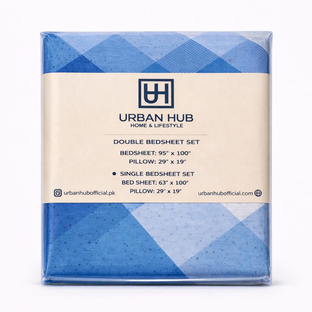 WhatsApp Image 2026-03-13 at 1.36.11 AM (1) Light Blue Check Printed Single Bed Sheet Set - Image 1