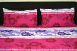 Pink & Lavender Floral Stripe Double Bedsheet Set - Image 3