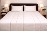 Beige Leaf Stripe Printed Bedsheet Set - Image 4