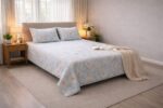Serene Blue Floral Print Double Bedsheet Set - Image 3