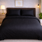 Double bed lining (striped) bedsheet Black - Image 2
