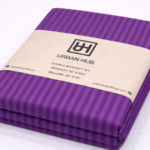 Double bed lining (striped) bedsheet purple