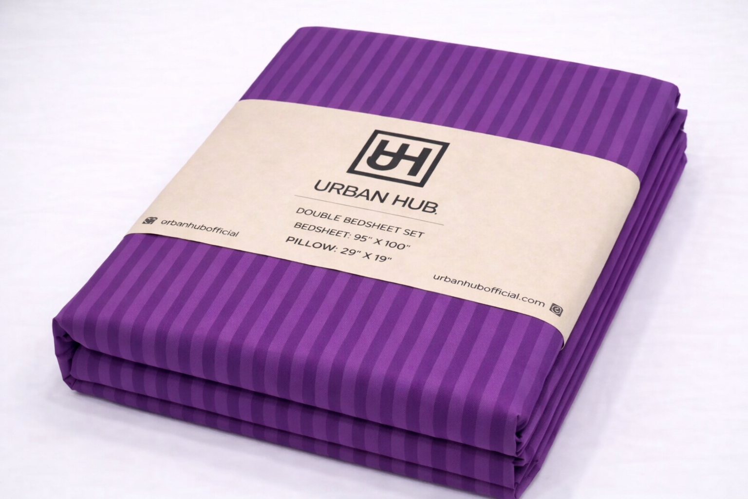 Urban Hub double bedsheet set bundled Double bed lining (striped) bedsheet purple - Image 1