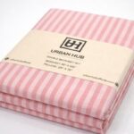 Double bed lining (striped) bedsheet baby pink