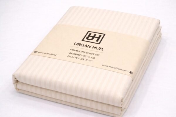 dbwp-600x400 Double bed lining (striped) bedsheet White - Image 1