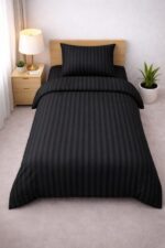 Single bed lining (striped) bedsheet black - Image 2