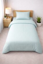 Single bed lining (striped) bedsheet light blue - Image 2